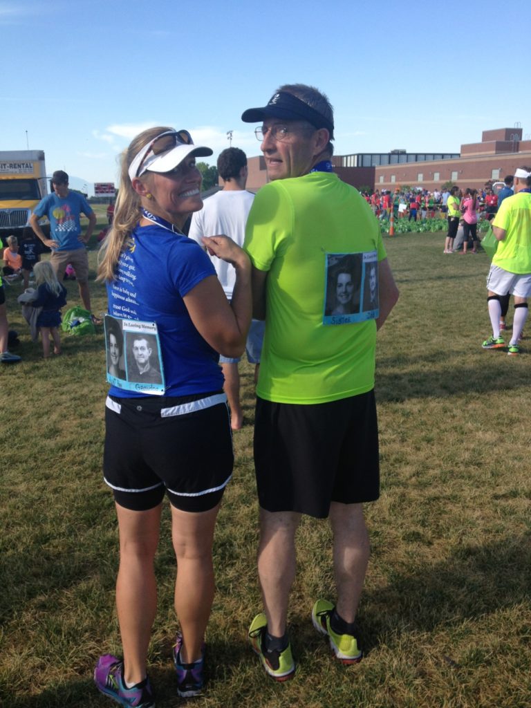 Jim Fowler and his daughter Jody Ludvigson prepare for the American Fork marathon last year.