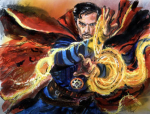 One of Stucki's paintings depicting Marvel superhero Dr. Strange.